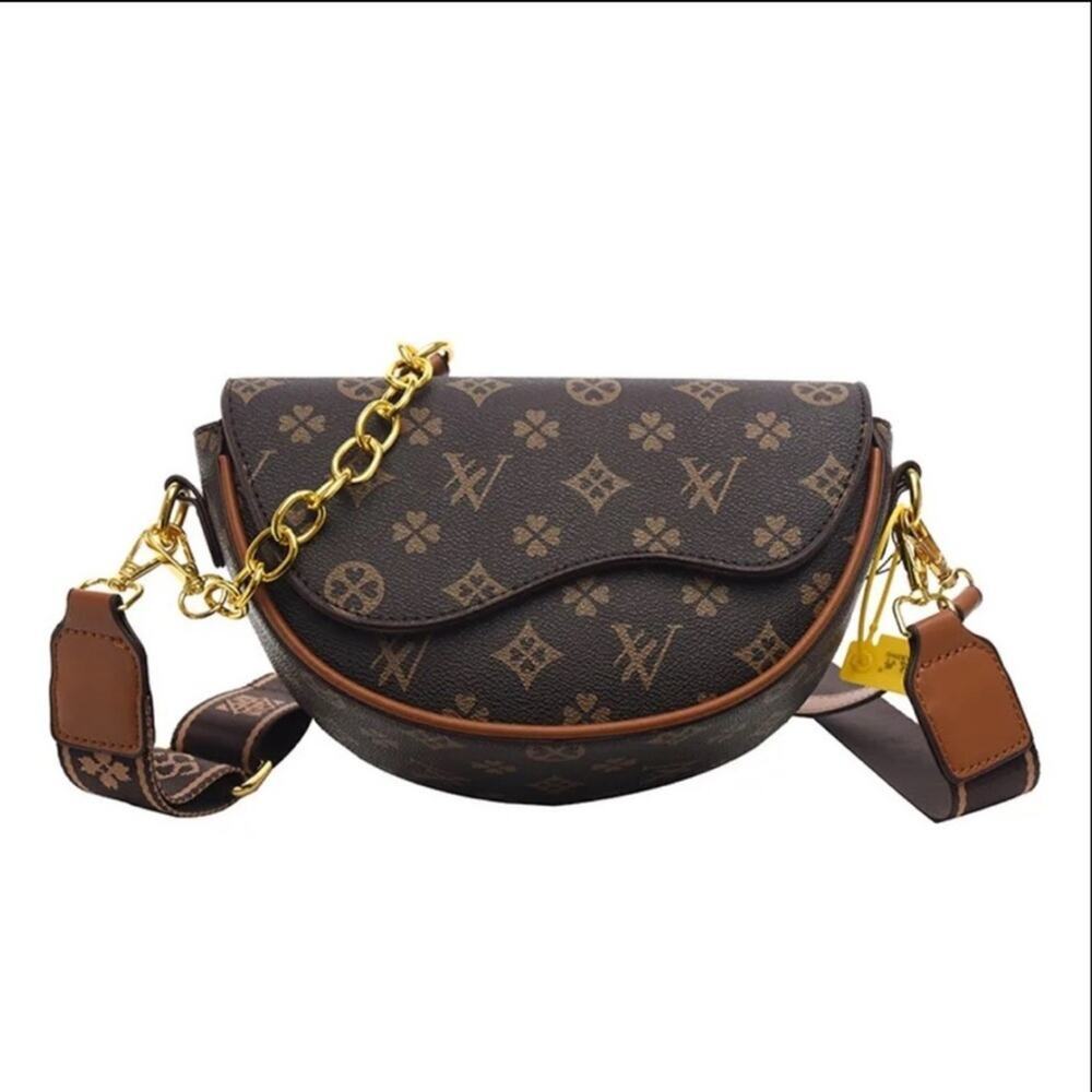 Designer Brown Monogram ShoulderCrossbody Bag - Picture 2 of 5